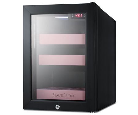 Pink Makeup Fridge for Chilled Skincare Products 