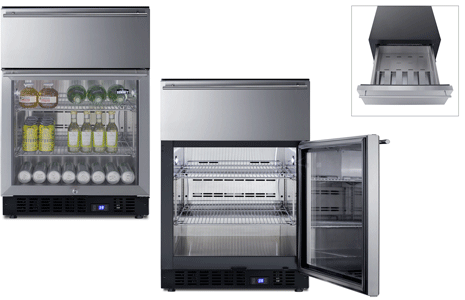 24" Wide Built-In Commercial Beverage Refrigerator With Top Drawer