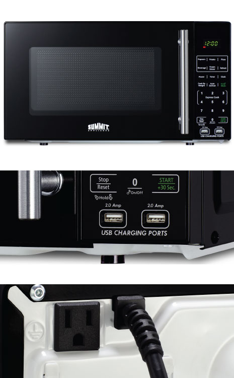 Summit Appliance SM903BSA Compact Microwave with USB Ports & Allocator