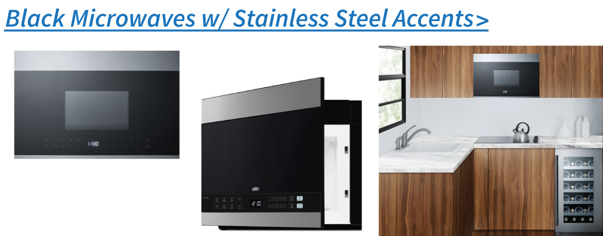 Black Microwaves with Stainless Steel Accents