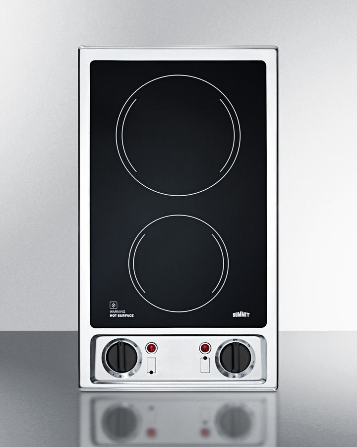 Summit Two-Burner 120V Electric Glass Cooktop - CR2B120