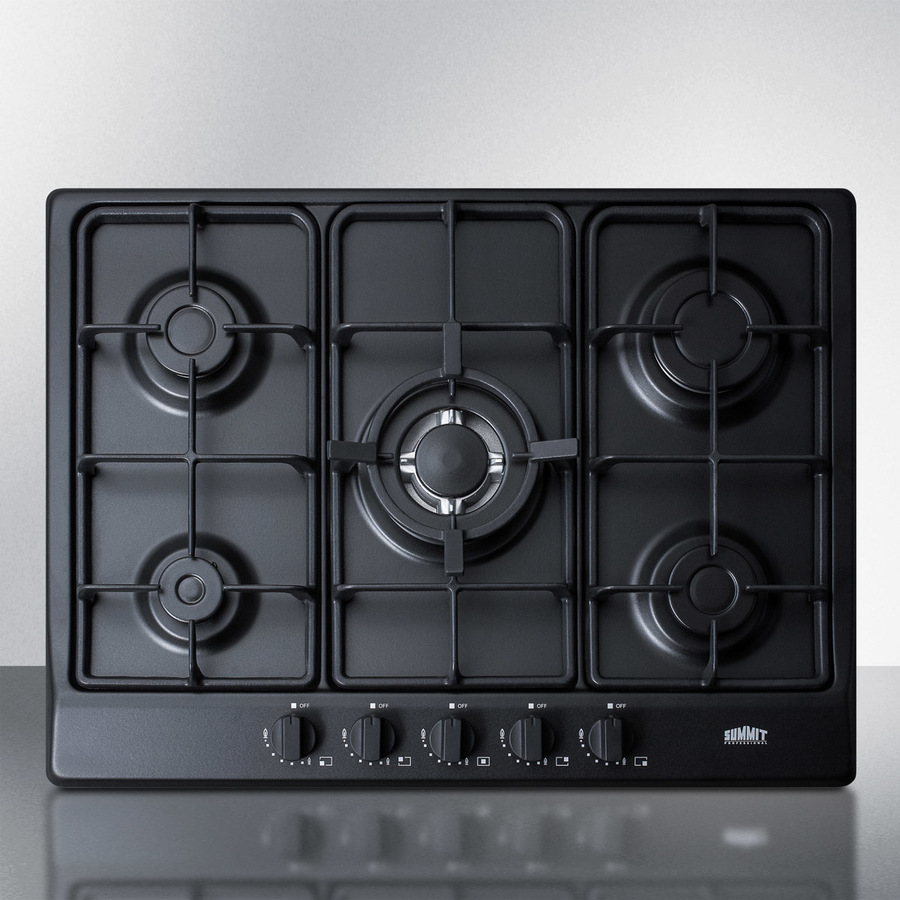 Summit Appliance 27 in. Gas Cooktop in Black with 5 Burners including Power  Burner GC5272B - The Home Depot