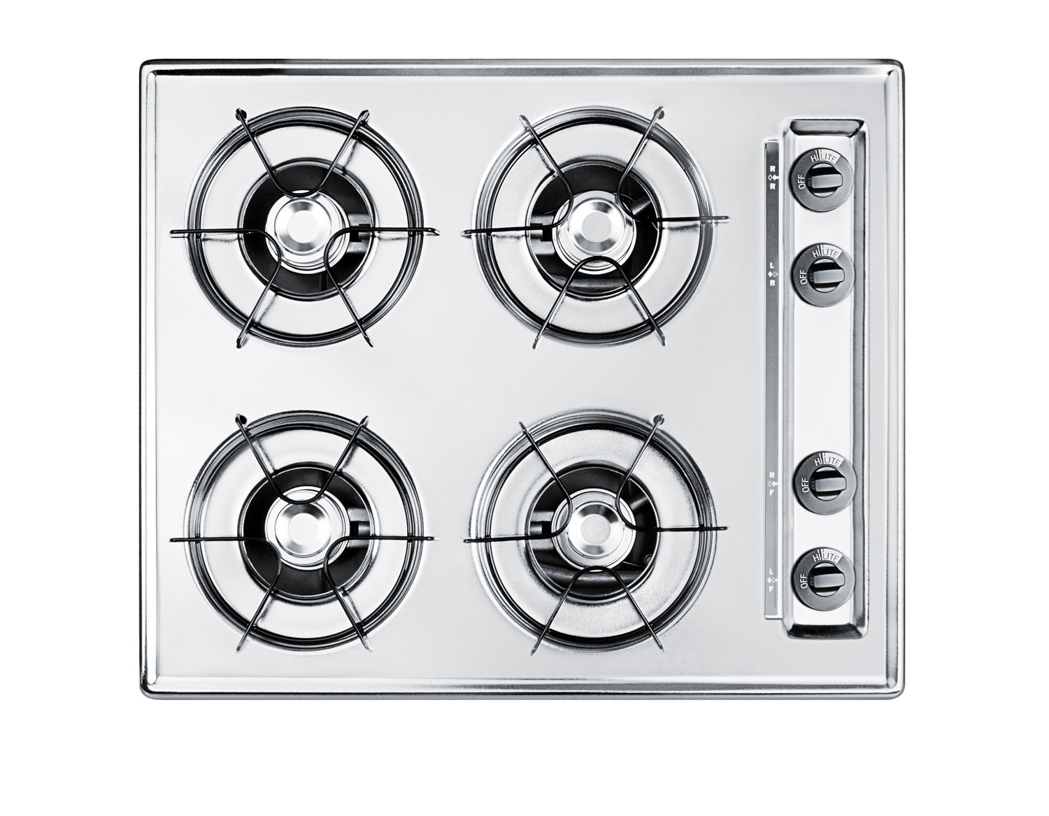 24' wide cooktop in brushed chrome, with four burners and battery start ignition; replaces ZTL03P