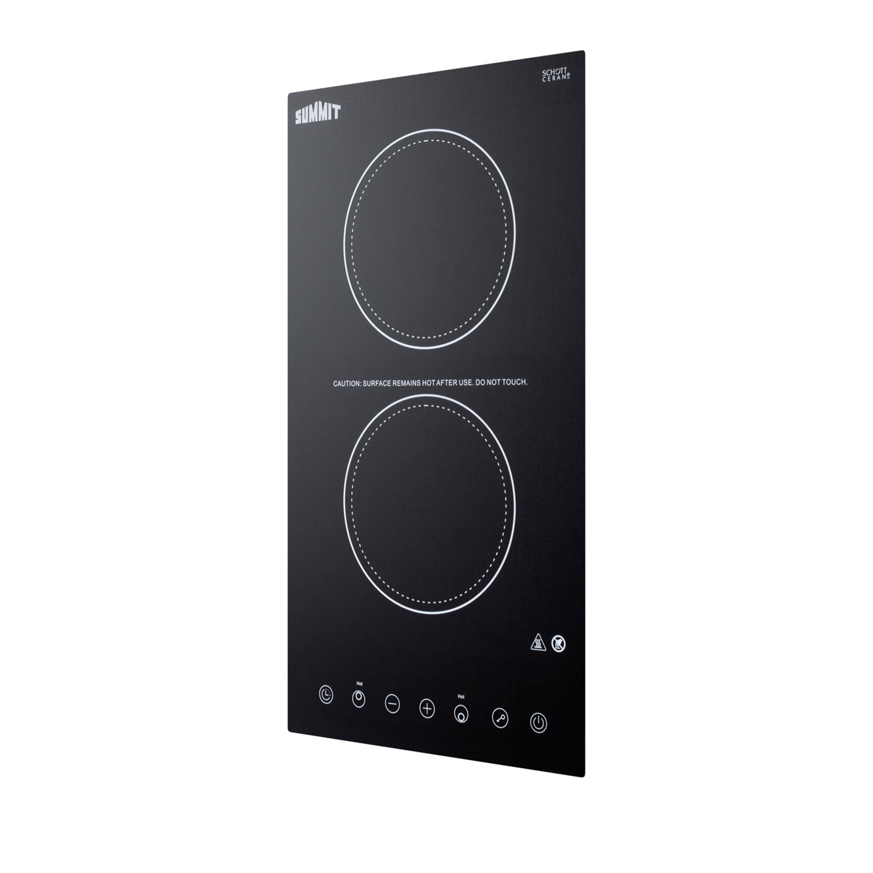 115V 2-burner cooktop in black ceramic Schott glass with digital touch controls, 2400W