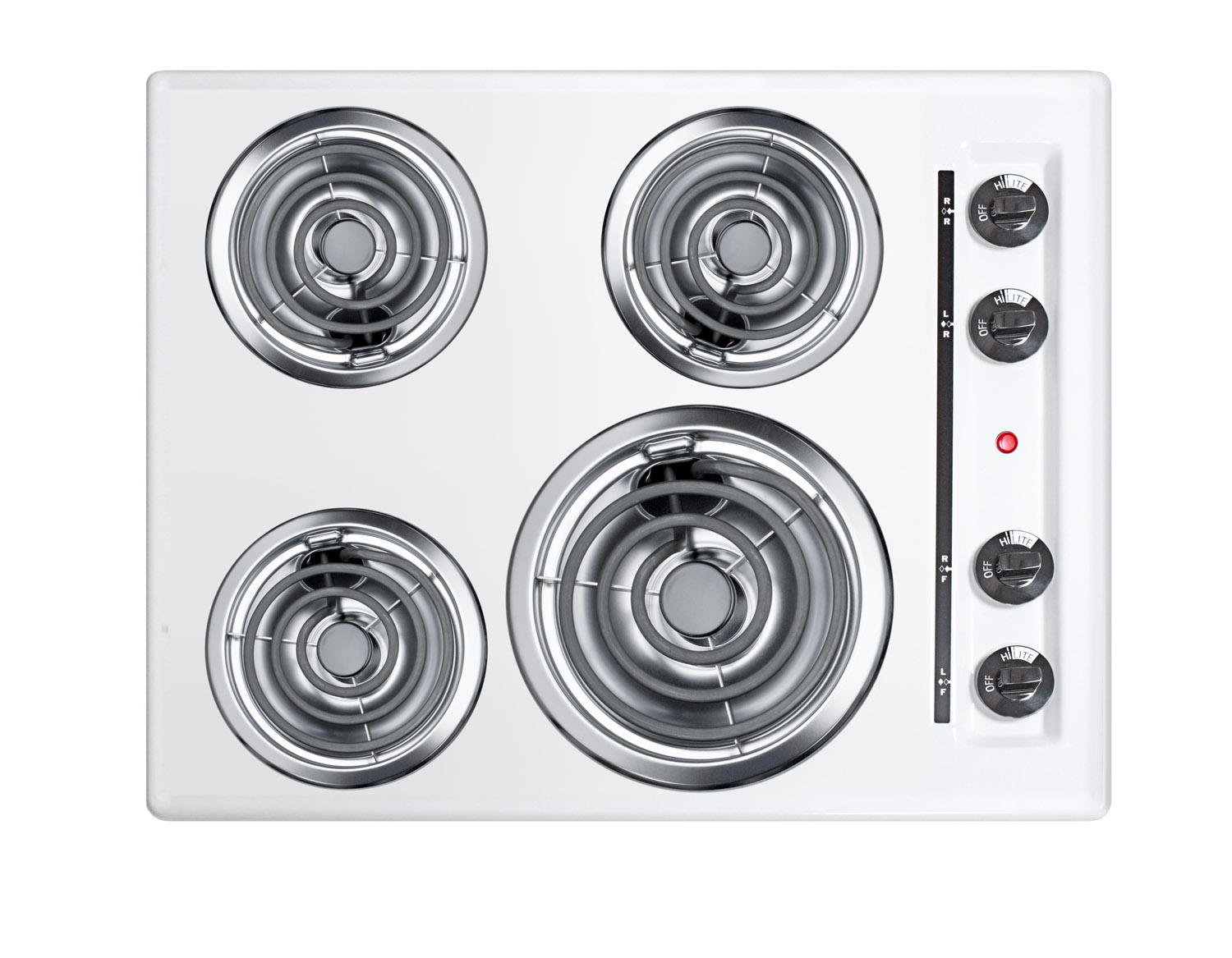 24' wide 220V electric cooktop in white porcelain finish