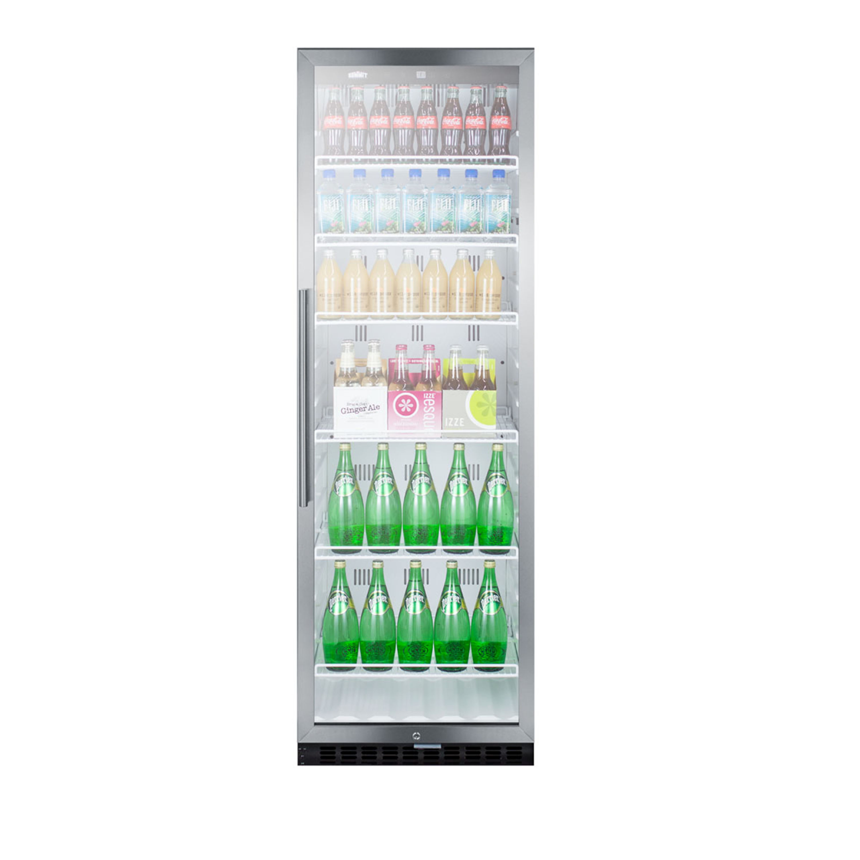 Commercial beverage merchandiser with 12.6 cu.ft. capacity, digital thermostat, self-closing door, and stainless steel cabinet; replaces SCR1400CSS