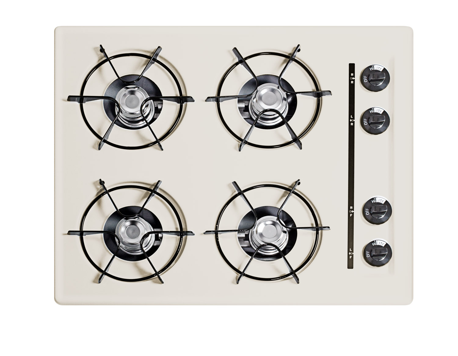 24' wide cooktop in bisque, with four burners and gas spark ignition; replaces STL033