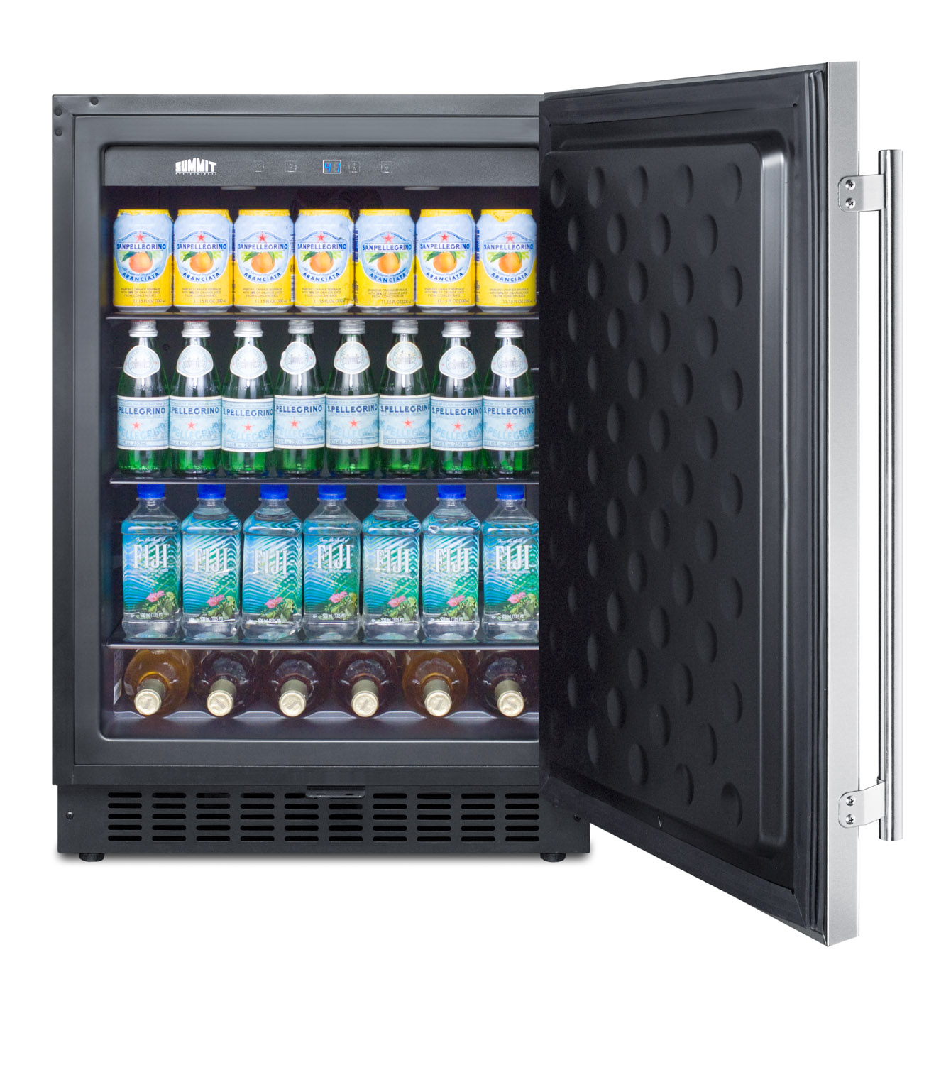 Fully featured with a digital thermostat and recessed LED lighting