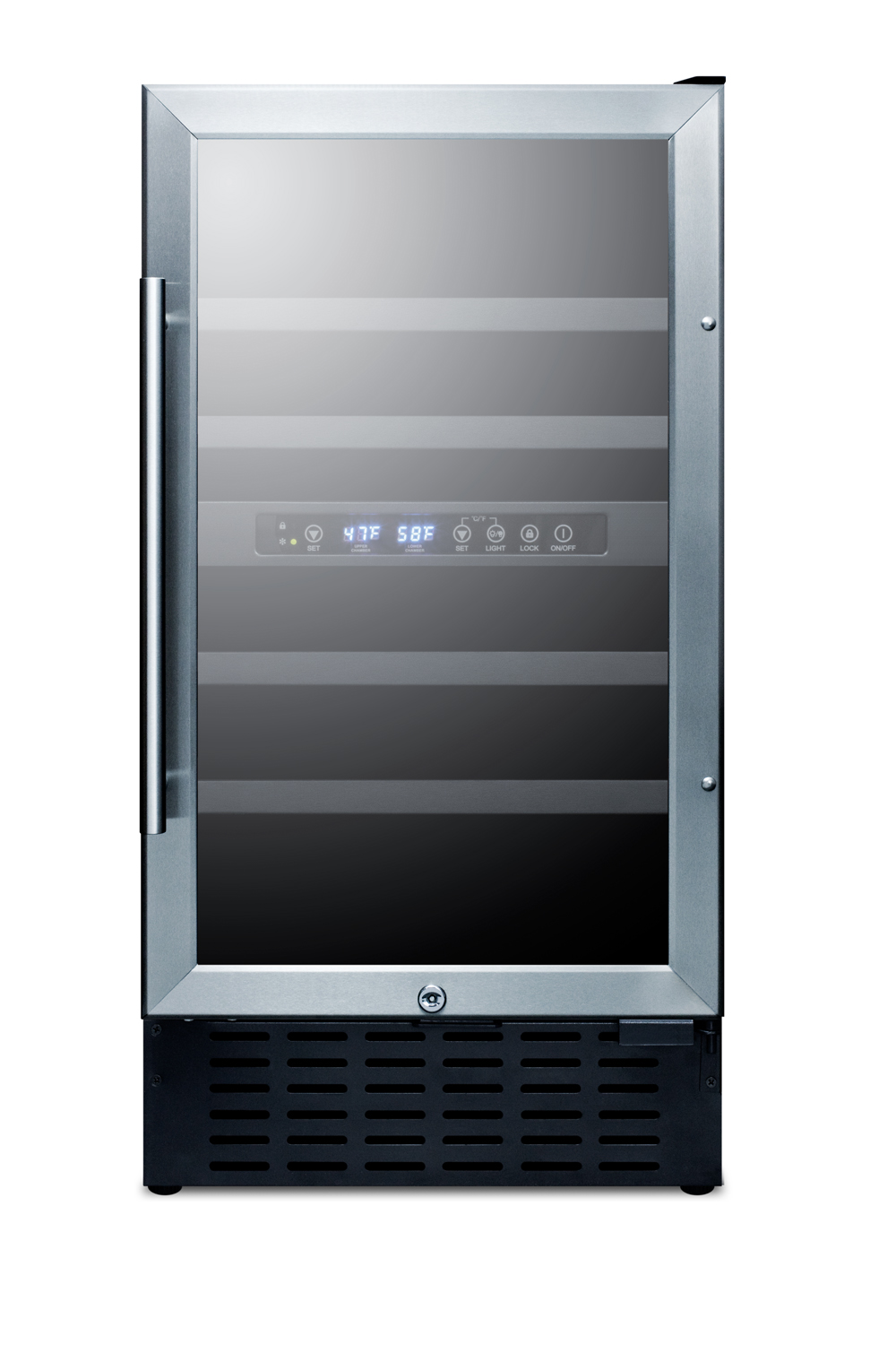Summit Appliance Dual Zone 17.75'' 28 Bottle Wine Refrigerator with Reversible Door | Fridge.com