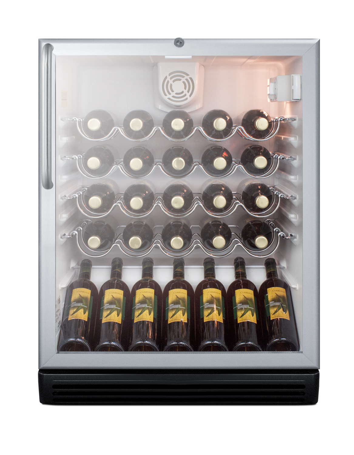 Summit Appliance Single Zone 23.63'' Freestanding 36 Bottle Wine Refrigerator with Reversible Door | Fridge.com