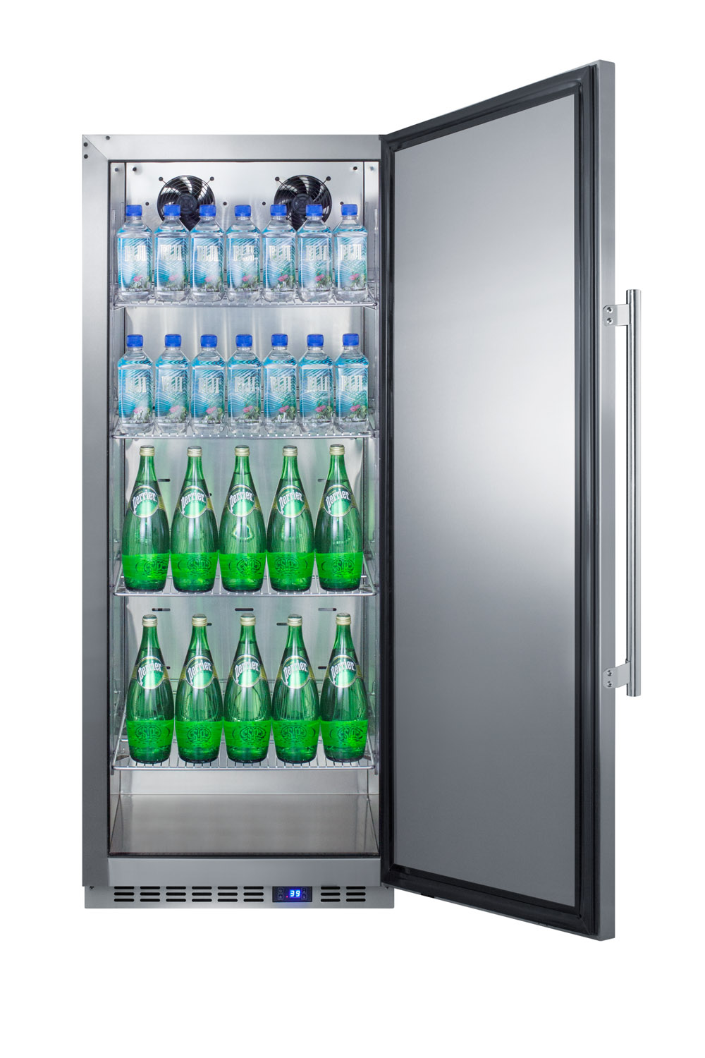 10.1 cu.ft. commercial all-refrigerator with stainless steel interior and exterior, digital thermostat, lock, and automatic defrost operation