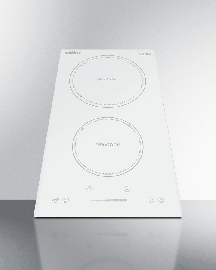 Summit SINC2B231W 12 W EuroKera Glass Surface White Finish Two Burner Drop  In Induction Cooktop - 240 Volts - Culinary Depot