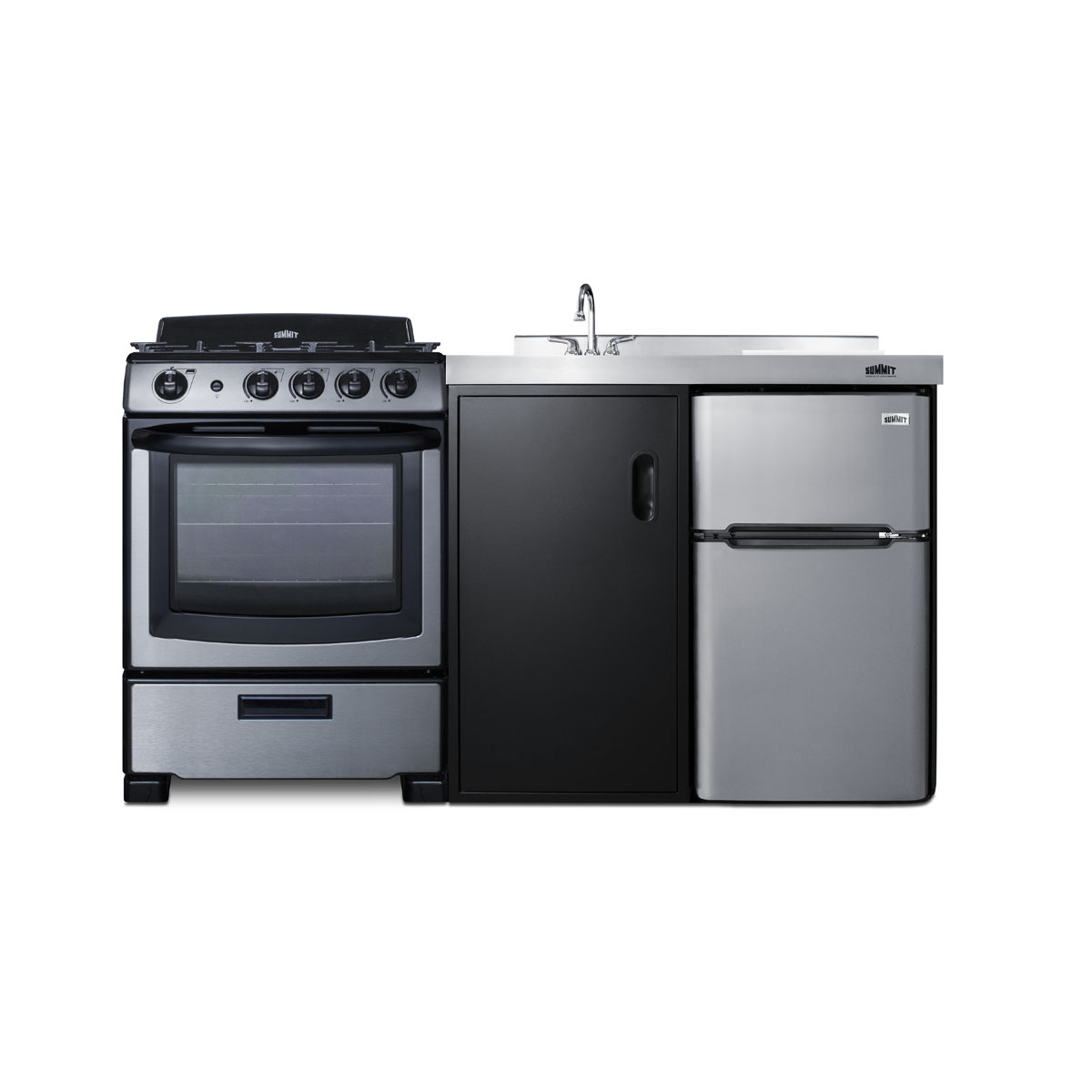Summit 63" Wide All-in-One Kitchenette with Gas Range