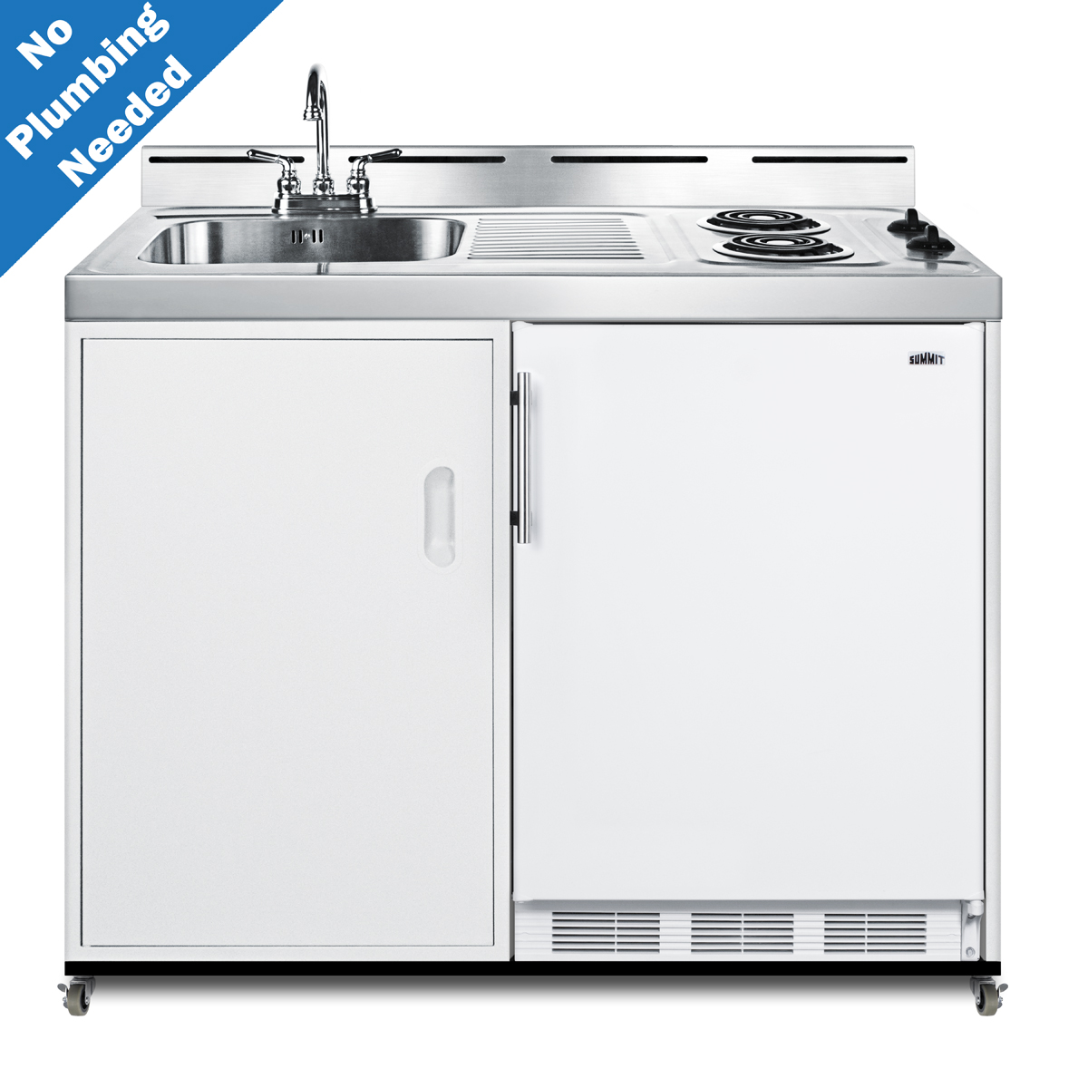 Summit 48" Wide Mobile All-In-One Kitchenette, No Plumbing Needed
