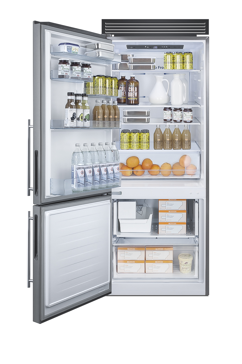 Summit 28 Inch Counter Depth Bottom Freezer Refrigerator FFBF279SSXIMH72LHD | Fridge.com